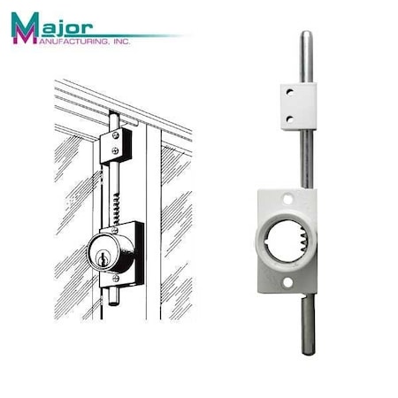 Major Manufacturing MajorThe Octopod - 9" Lock Bar - Less Cylinder - for Sliding Patio Doors and Windows In White Finish MJR-5002-1-9W